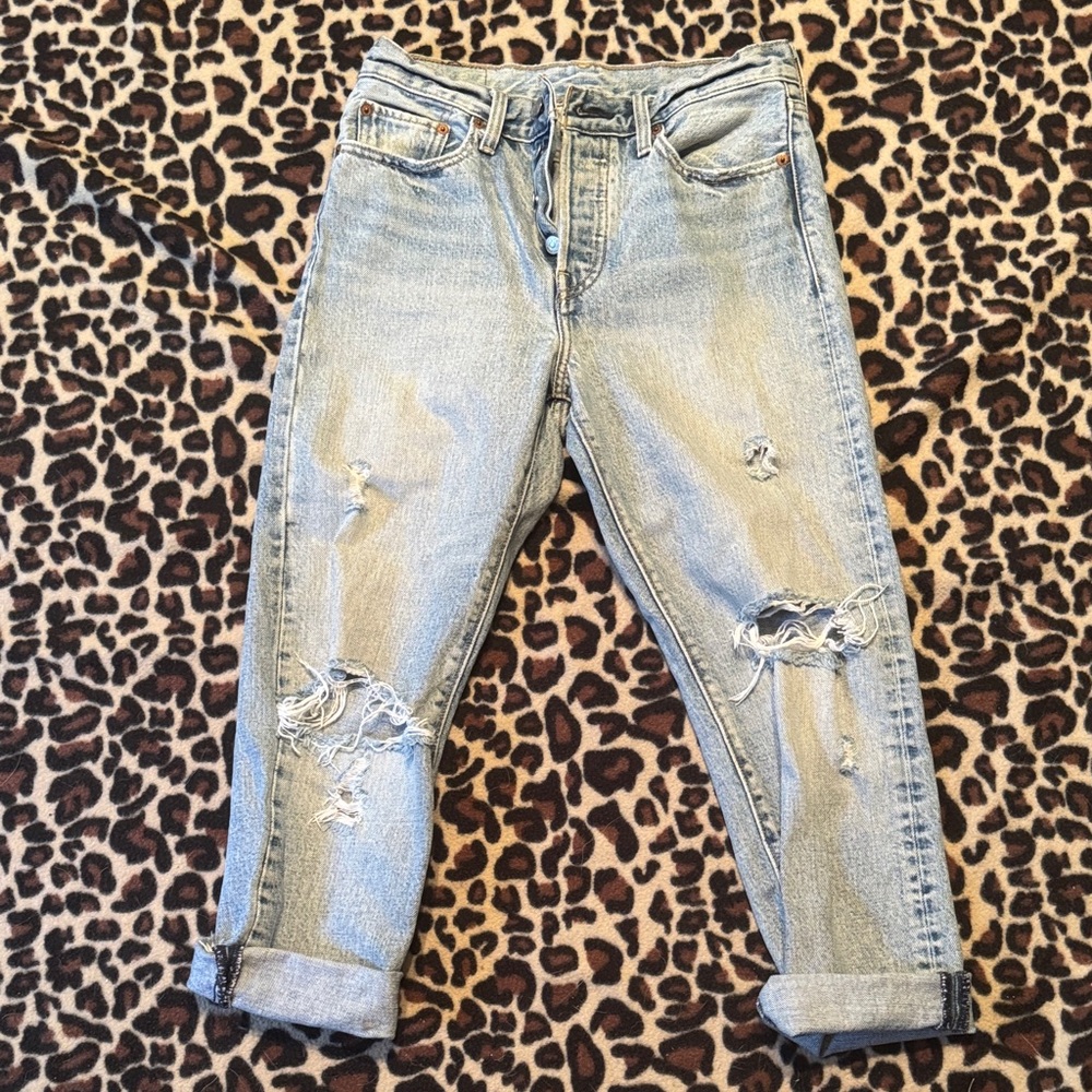 Levi's Light Blue Distressed Ankle Jeans
